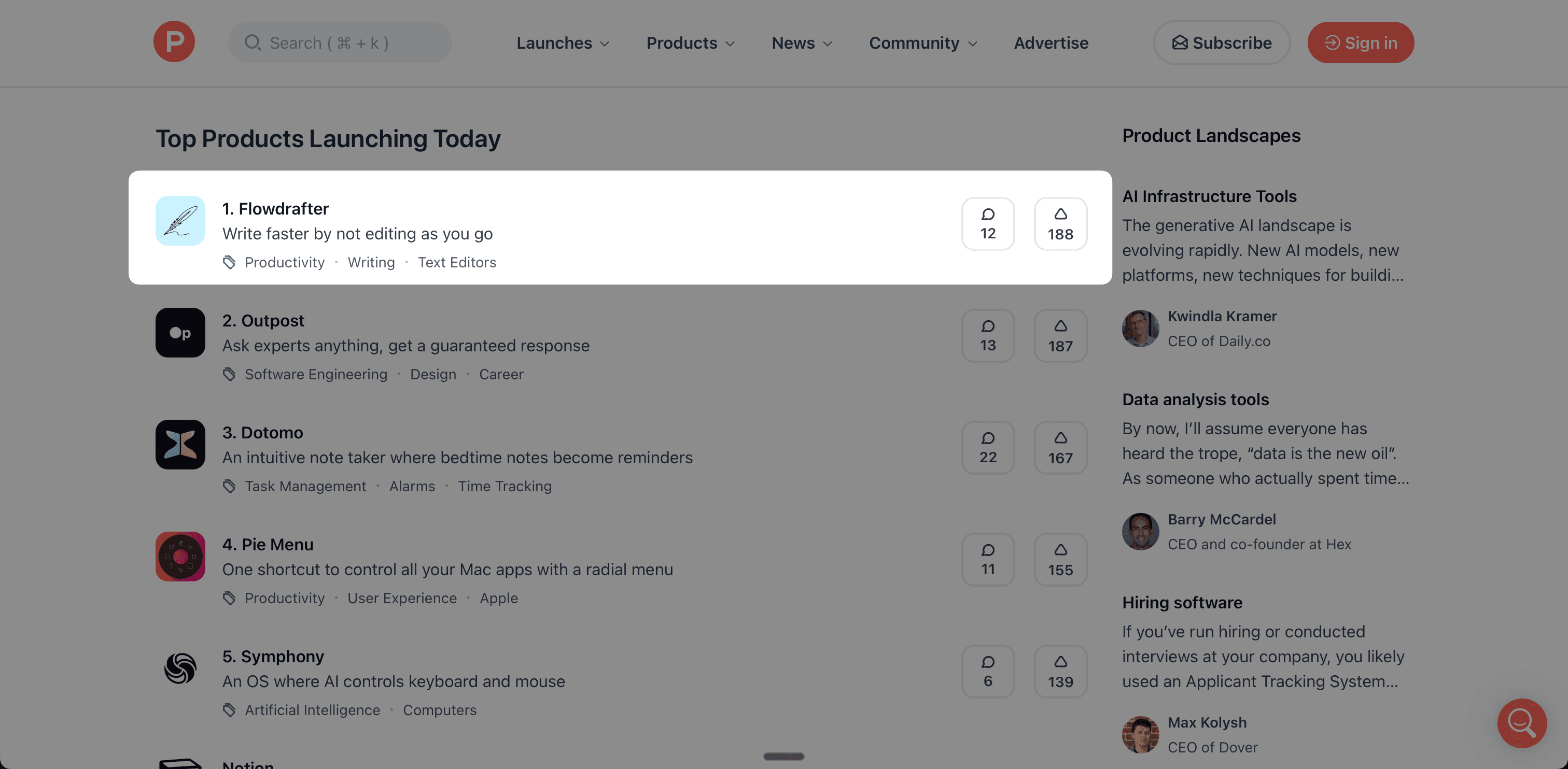 flowdrafter-on-producthunt